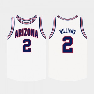 For Men's White Brandon Williams College Jersey University of Arizona #2 Basketball