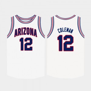 Justin Coleman College Jersey For Men's White #12 University of Arizona Basketball