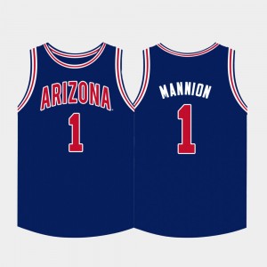 Wildcats #1 For Men's Nico Mannion College Jersey Navy Basketball