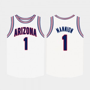 For Men University of Arizona #1 Nico Mannion College Jersey Basketball White