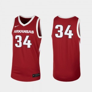 Basketball #34 Replica Mens College Jersey Cardinal Arkansas Razorbacks