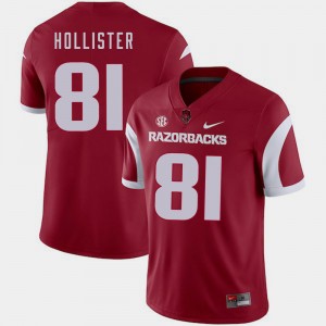 #81 Cardinal Arkansas Razorbacks Cody Hollister College Jersey For Men Football