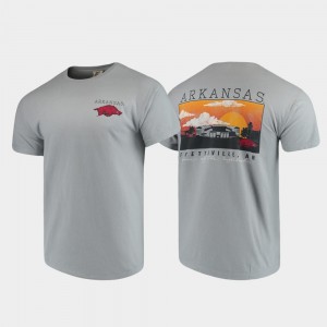 Men's Arkansas College T-Shirt Campus Scenery Comfort Colors Gray
