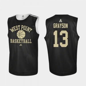 #13 Army Black Knights Black Basketball For Men's Lonnie Grayson College Jersey Practice