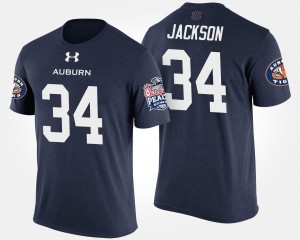 #34 For Men Bo Jackson College T-Shirt Auburn Bowl Game Peach Bowl Navy