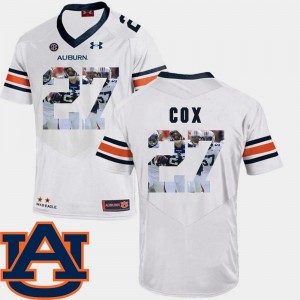 White #27 Auburn University Men's Pictorial Fashion Football Chandler Cox College Jersey