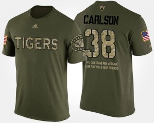 Auburn University For Men #38 Camo Daniel Carlson College T-Shirt Military Short Sleeve With Message