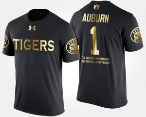 Auburn Tigers Gold Limited #1 Black College T-Shirt Mens No.1 Short Sleeve With Message