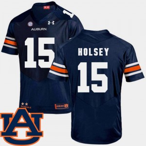 Mens #15 Navy Auburn Tigers Football Joshua Holsey College Jersey SEC Patch Replica