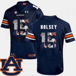 Men's Pictorial Fashion Tigers Football Joshua Holsey College Jersey #15 Navy