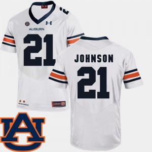 Men's SEC Patch Replica Auburn #21 Football Kerryon Johnson College Jersey White