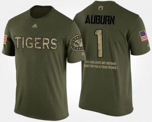 Auburn Tigers Military College T-Shirt Camo Mens No.1 Short Sleeve With Message #1