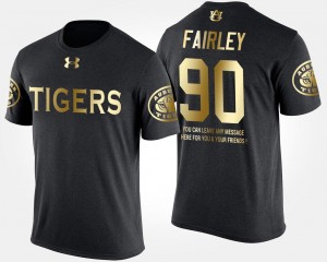 Nick Fairley College T-Shirt Auburn Tigers #90 Short Sleeve With Message Gold Limited Men's Black