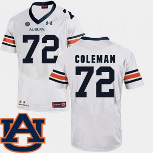 #72 Football White Men's Shon Coleman College Jersey SEC Patch Replica Auburn Tigers
