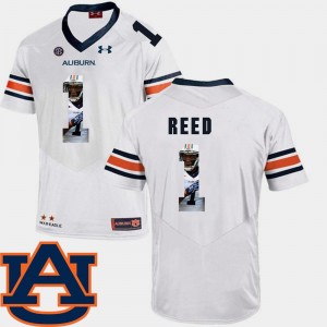 White #1 Pictorial Fashion Trovon Reed College Jersey Football For Men's Auburn Tigers