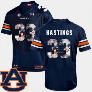 #33 Men's Football Pictorial Fashion AU Navy Will Hastings College Jersey
