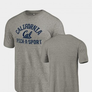 College T-Shirt Men Cal Bears Pick-A-Sport Gray Tri-Blend Distressed