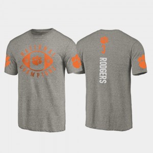 For Men 2018 National Champions Gray #3 Amari Rodgers College T-Shirt Football Playoff Clemson Tigers