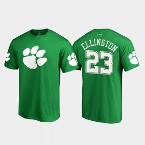 Kelly Green St. Patrick's Day Mens Andre Ellington College T-Shirt Clemson Tigers #23 White Logo