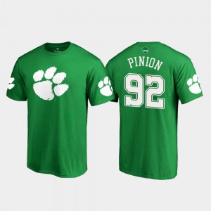 For Men Kelly Green Clemson Tigers Bradley Pinion College T-Shirt White Logo St. Patrick's Day #92