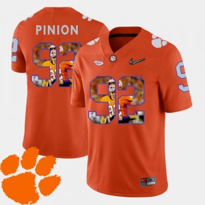 #92 Bradley Pinion College Jersey Orange Football Pictorial Fashion Men Clemson