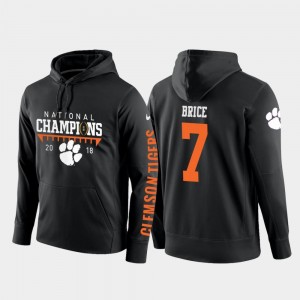 Chase Brice College Hoodie Mens 2018 National Champions Black Clemson Tigers #7 Football Pullover