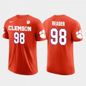 Future Stars Clemson University #98 Houston Texans Football Orange D.J. Reader College T-Shirt Mens