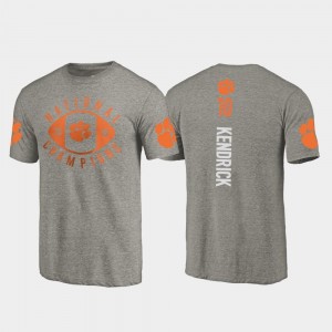 2018 National Champions Clemson Tigers For Men's Football Playoff Gray #10 Derion Kendrick College T-Shirt