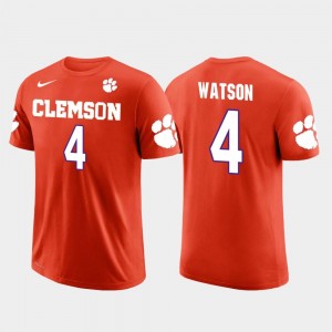Future Stars Mens #4 Clemson University Houston Texans Football Orange Deshaun Watson College T-Shirt