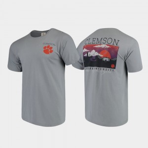 Gray Comfort Colors For Men's Campus Scenery Clemson National Championship College T-Shirt