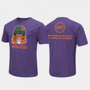 Mens Clemson University OHT Military Appreciation College T-Shirt Heathered Purple