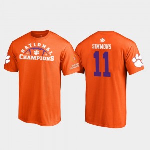 For Men Isaiah Simmons College T-Shirt Pylon Football Playoff 2018 National Champions Orange #11 Clemson Tigers