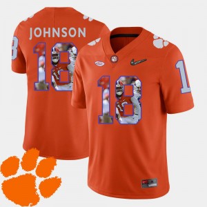 For Men's Football Clemson Tigers #18 Pictorial Fashion Jadar Johnson College Jersey Orange