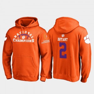 #2 Clemson Tigers 2018 National Champions Kelly Bryant College Hoodie Orange Football Playoff Pylon For Men's