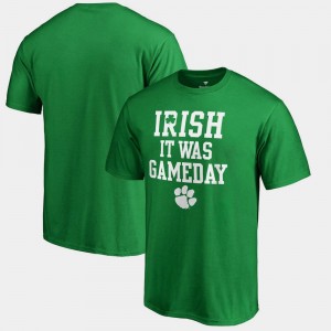 College T-Shirt St. Patrick's Day Irish It Was Gameday Kelly Green Clemson University Men's