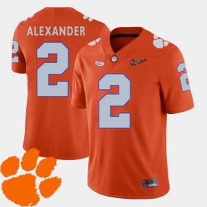 Orange For Men's 2018 ACC Mackensie Alexander College Jersey Clemson Tigers #2 Football