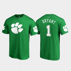 #1 Clemson Tigers White Logo Men's St. Patrick's Day Martavis Bryant College T-Shirt Kelly Green