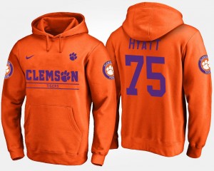For Men Orange #75 Mitch Hyatt College Hoodie Clemson Tigers