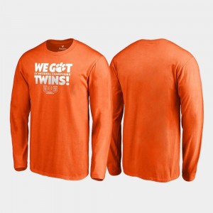 We Got Twins Long Sleeve Football Playoff College T-Shirt Clemson Orange 2018 National Champions Men's