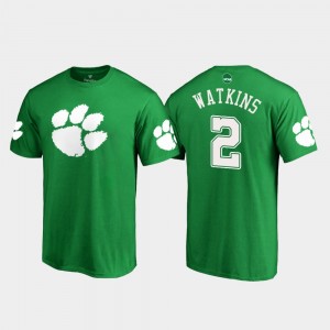 #2 Kelly Green White Logo Clemson Tigers Sammy Watkins College T-Shirt For Men's St. Patrick's Day