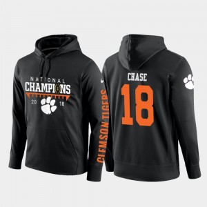 Football Pullover Black Men 2018 National Champions Clemson University #18 T.J. Chase College Hoodie