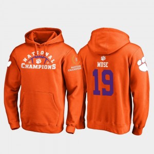 Orange For Men's Football Playoff Pylon 2018 National Champions Clemson #19 Tanner Muse College Hoodie
