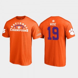 Mens Tanner Muse College T-Shirt Pylon Football Playoff Clemson National Championship 2018 National Champions #19 Orange