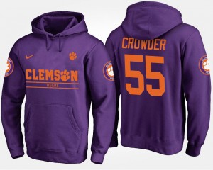 Tyrone Crowder College Hoodie Mens #55 Purple Clemson Tigers