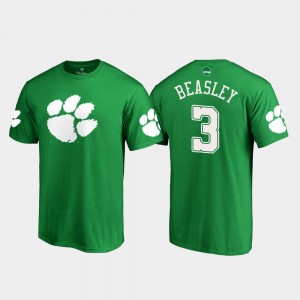 #3 Men's Clemson Tigers Vic Beasley College T-Shirt St. Patrick's Day White Logo Kelly Green