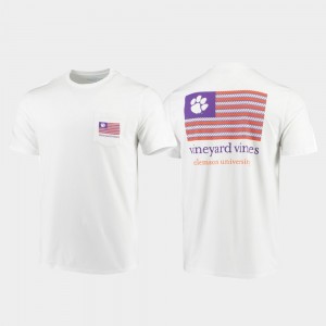 Vineyard Vines For Men's White Clemson University College T-Shirt Americana Flag