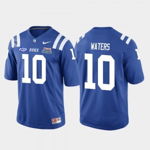 Duke Blue Devils Royal Football Game #10 2018 Independence Bowl Marquis Waters College Jersey Men's