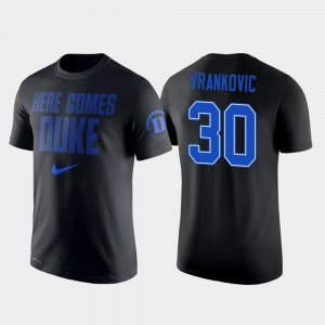 Duke Blue Devils #30 2 Hit Performance Black Antonio Vrankovic College T-Shirt Men's Basketball