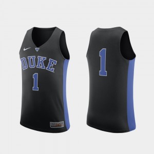 Duke University #1 Authentic College Jersey Basketball For Men's Black