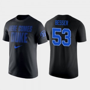 #53 Duke Men Black Brennan Besser College T-Shirt Basketball 2 Hit Performance